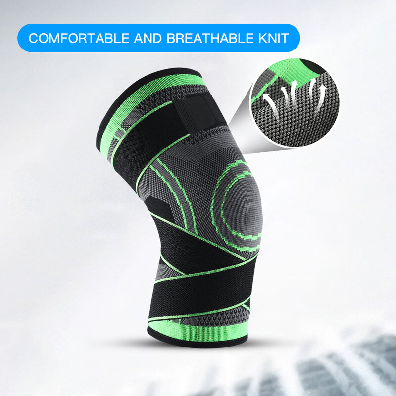 Respirável elástica compressão joelheira para ginásio, proteção patela, cinta de segurança para esporte e corrida