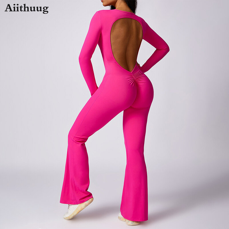 Aiithug Lautsprecher einteiliger Yoga-Anzug hohler Rücken eng anliegender Fitness-Sporta nzug Frauen schnell trocknende Sport-Fitness-Yoga-Kleidung