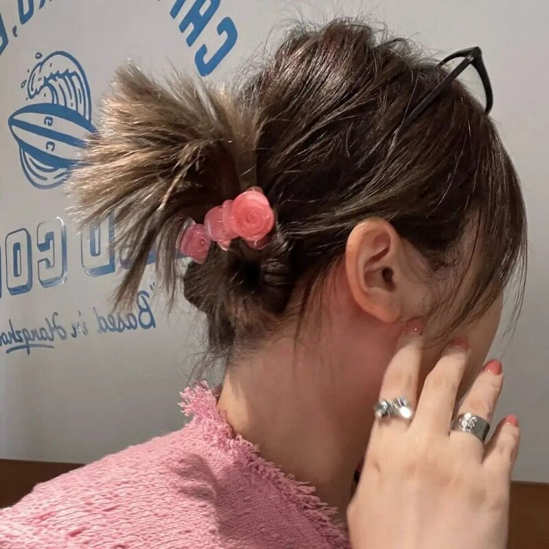 Romantico fiore di rosa artigli per capelli eleganti capelli Clip di granchio acido acetico copricapo floreale Mini fermaglio per capelli regalo