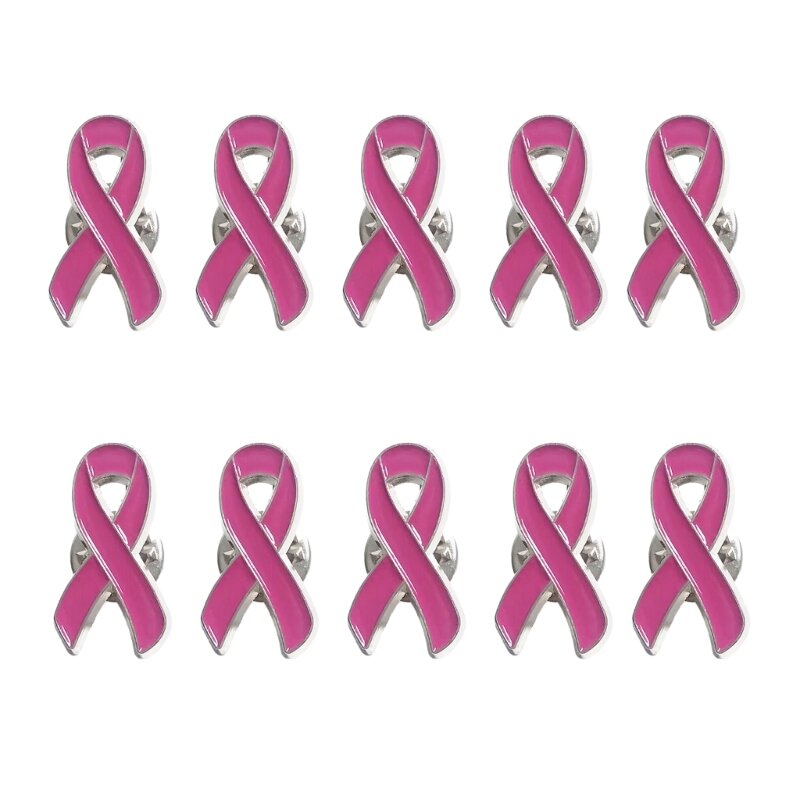 10PCS Pink Ribbon Brosche Pin Pink Cancers of Breast Awareness Brosche Pink Ribbon Brosche für Frauen Männer Kleidung Dekoration