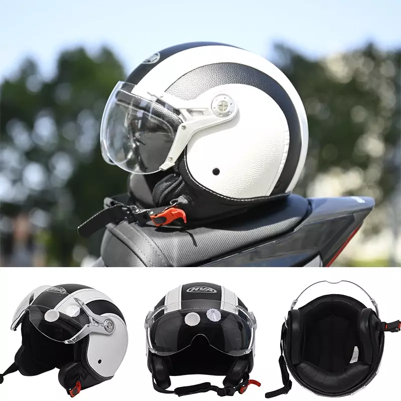 Punkt offenes Gesicht Motorrad Retro Motorrad Helme Vintage Chopper Kapazität de Moto Bike Cascos Roller mit für Männer Frauen
