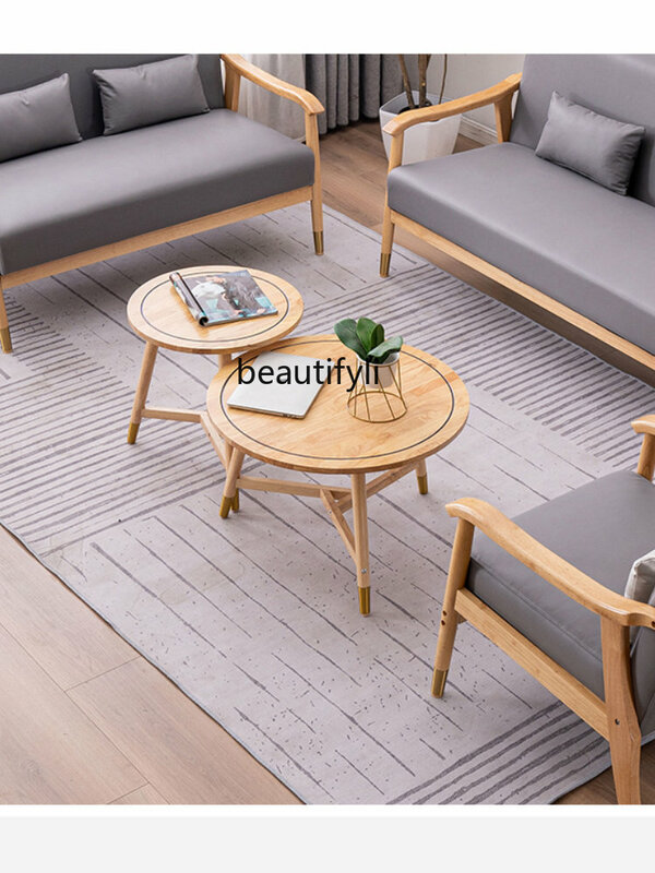 Mesa de centro nórdica yj, tamaño pequeño, redonda, Simple, concisa, moderna, Mini mesa pequeña