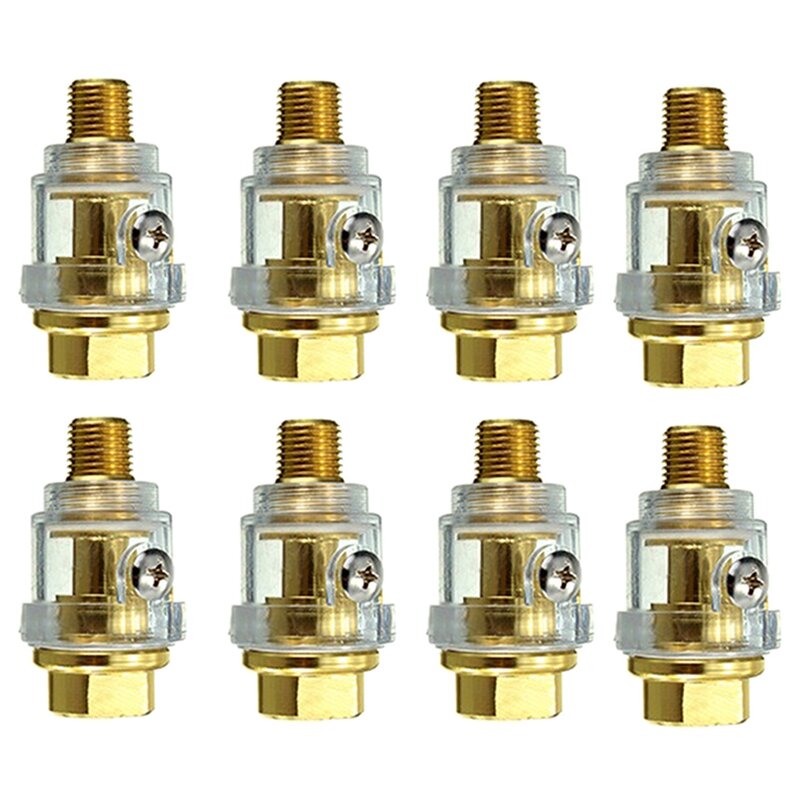 8Pcs Mini Oiler Pneumatic Tool Replacement 1/4Inch NPT Oiler Oil Lubricator For Air Compression Air Tool Oiler -Yellow