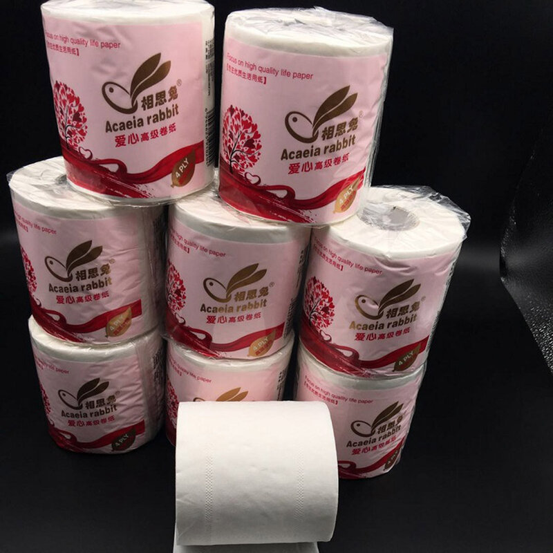 10 Rolls Toilet Paper 4 Ply Wood Pulp Roll Paper Towel Tissues Home Toilet Roll Napkins