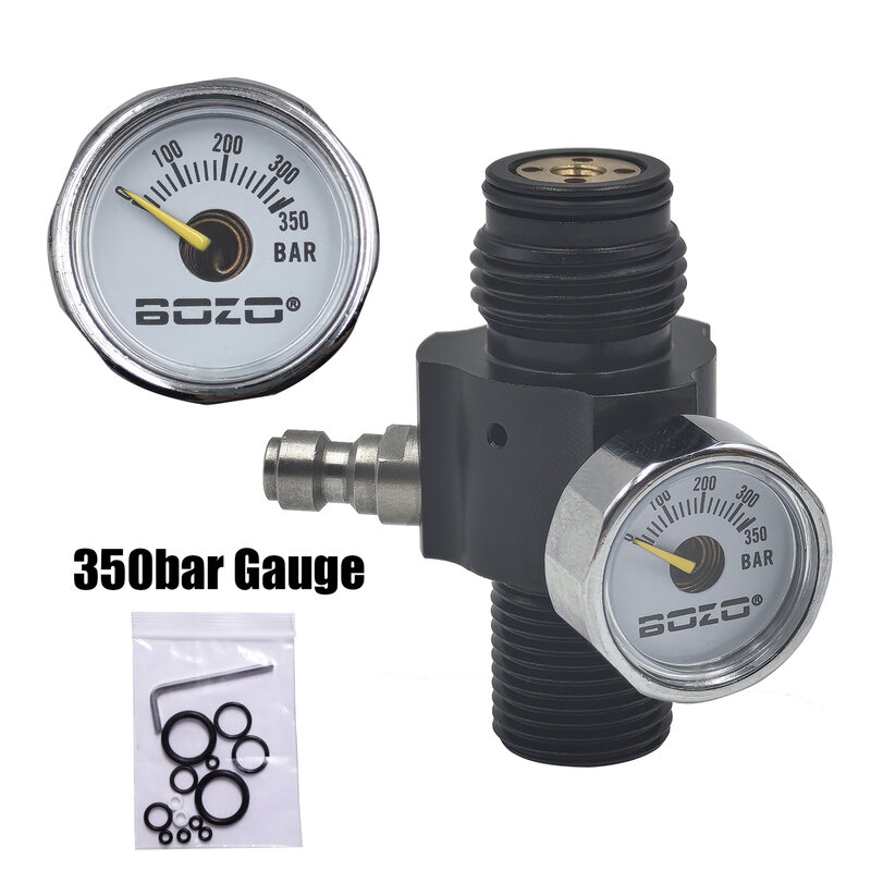 Benang katup Regulator silinder tangki udara M18 * 1.5 tekanan Output 0 hingga 2500psi dengan 40MPa/350bar/5000psi pengukur dapat disesuaikan
