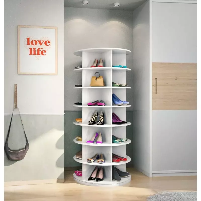 リビングルーム用の回転靴ラック、家庭用家具キャビネット、360 ° オリジナル、7層、35ペア以上の靴を収納、レクラフトキャビネット