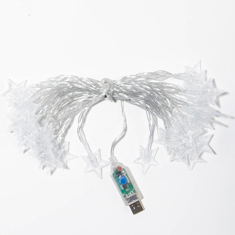 Lampe de sapin de Noël décorative USB, perle cinq étoiles, éclairage de vacances, 8 modes d'éclairage, décoration design