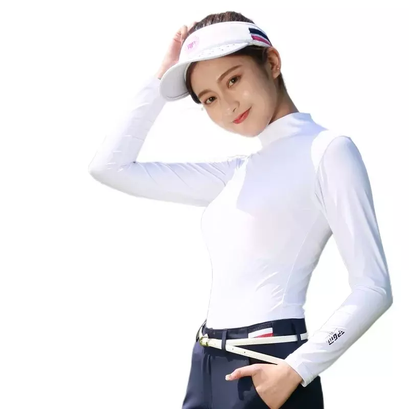 여성용 아이스 실크 속건성 언더셔츠, 골프 자외선 차단 의류