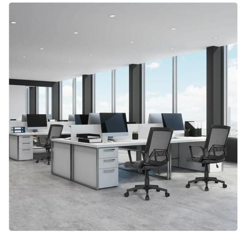 Эргономичное офисное кресло с регулируемой высотой и сеткой со средней спинкой, темно-серого цвета