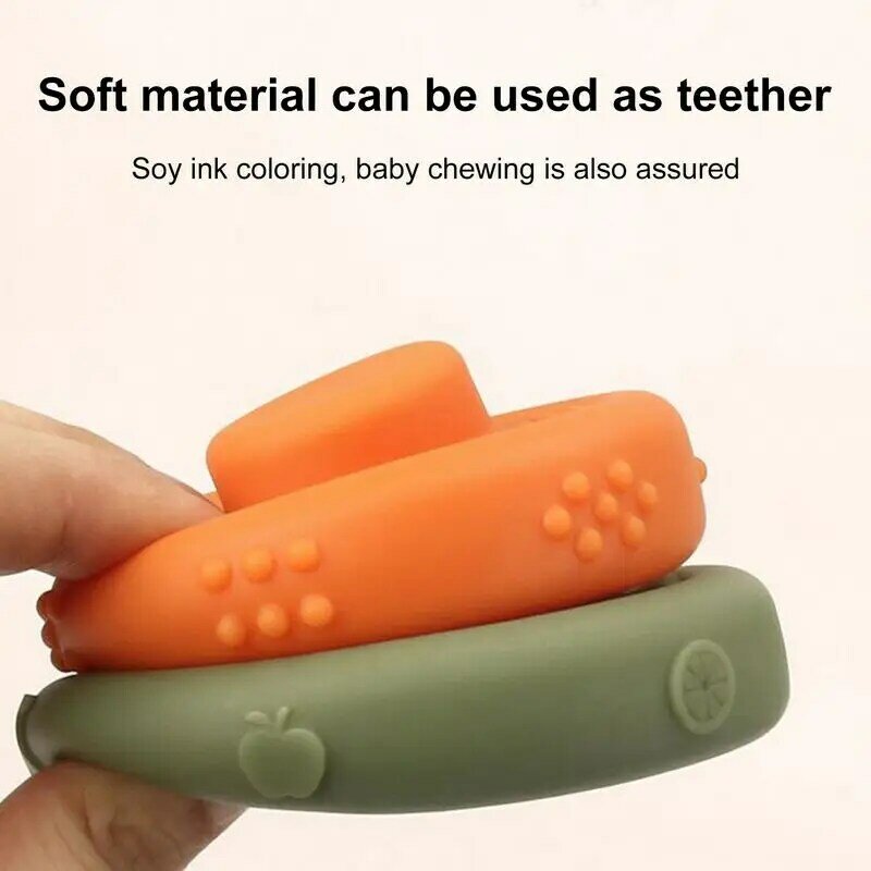 Stacker Toy Stackable Ring For Babies Early Educational Montessori Sensory Stacker Toys Babies Infant Silicone Teether