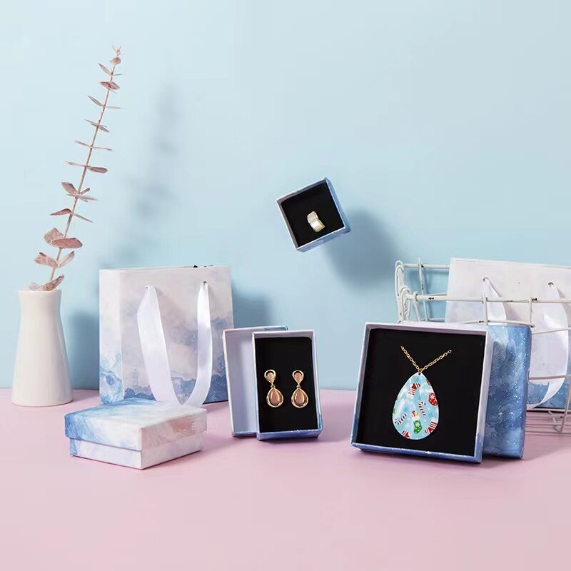 24pcs Gradient Jewelry Box Necklace Bracelet Rings Carton Packaging Display Box Gifts Jewelry Storage Organizer Holder Rectangle