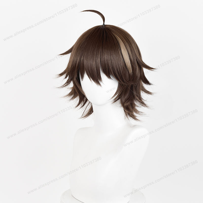 Ouma Shu Peluca de Cosplay de 30cm, pelo corto marrón para hombre, pelucas sintéticas resistentes al calor de Anime