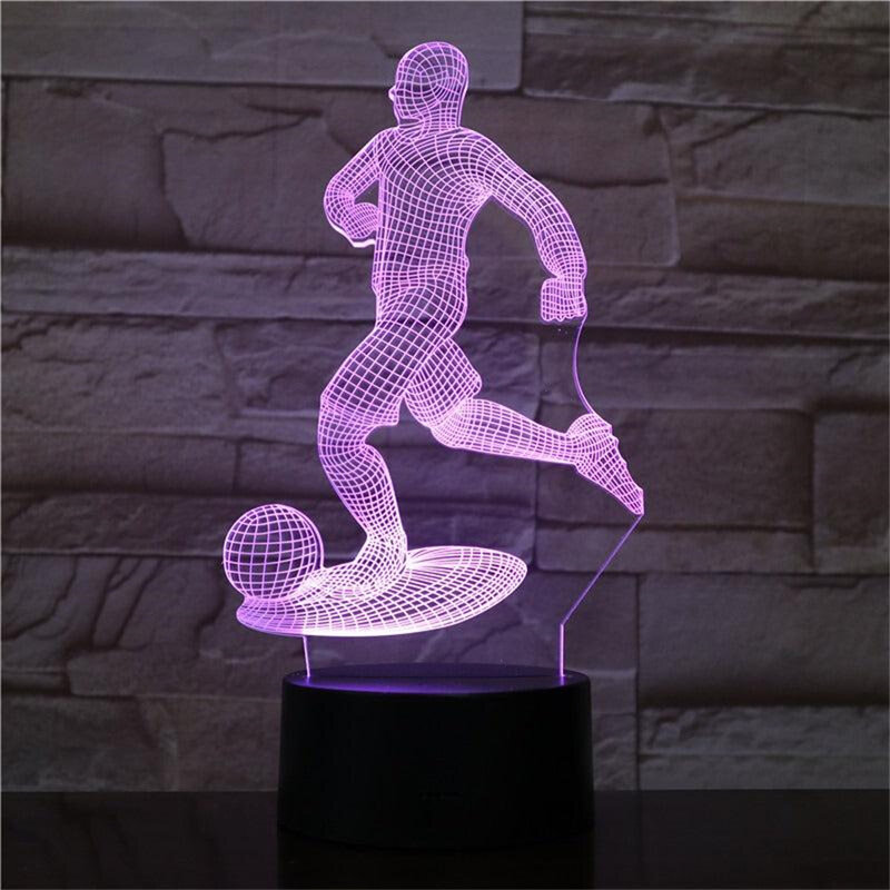 サッカーファン用3Dテーブルランプ、3Dナイトライト、サッカーボール、錯覚、家の装飾、ギフト、セクシー、女の子、3色、7色、16色