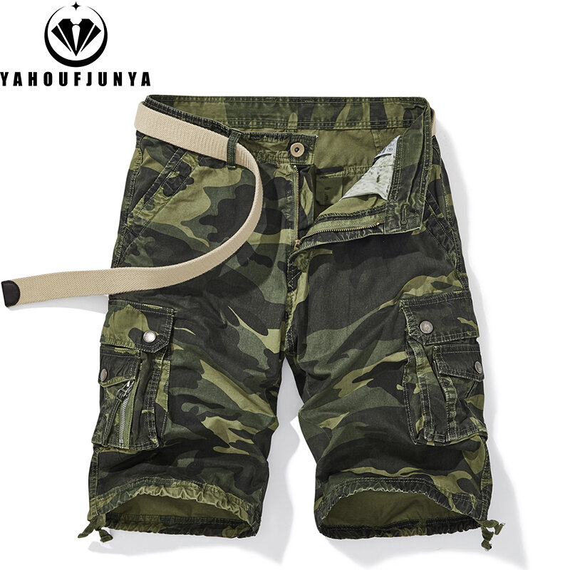 New Men Summer Cotton Buttons Camouflage Tooling Straight Shorts Men Breathable Outdoor Leisure Fashion Comfortable Shorts Male