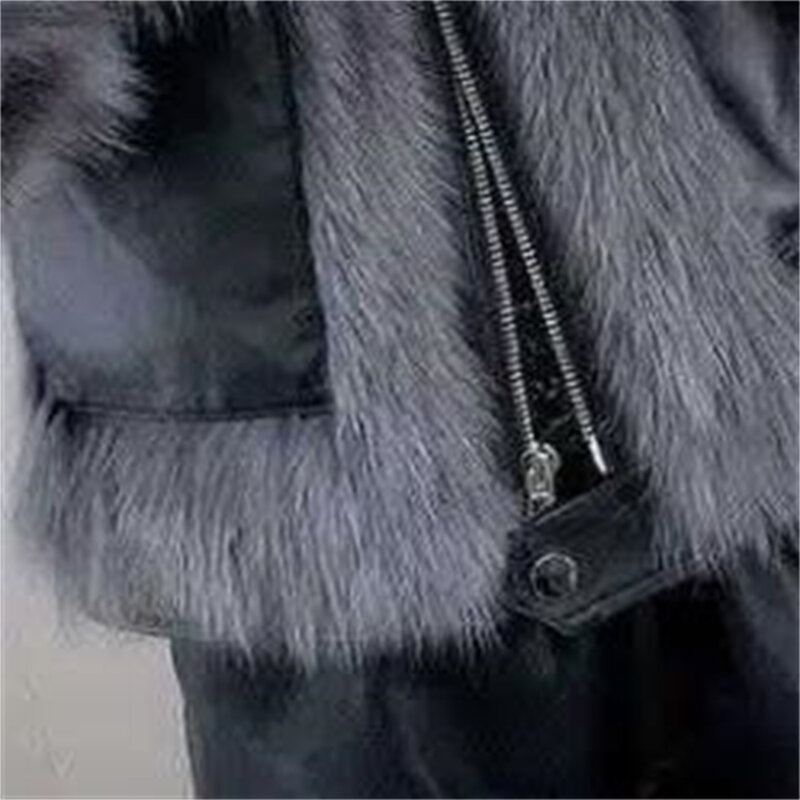 Elegant Plush Fur Coats Outerwear Overcoat Mink Fur Thick Warm Fur Coat Winter Fashion Faux Fur Jacket Fluffy Spring