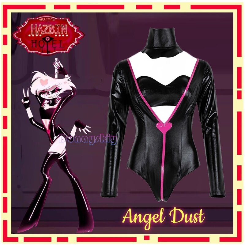 Angel Dust Anime Hazbin Cosplay Costume Clothes Hotel Uniform Cosplay Anthony Demon Actor Black Jumpsuit Sexy Halloween Party