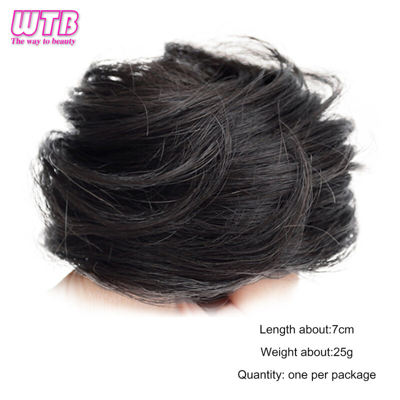 WTB-peruca de pão sintético para mulheres, fofo natural, anel de cabelo reto, meio amarrado, amarrado baixo, donut, chignon