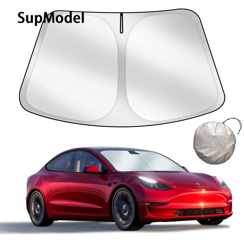 Солнцезащитный козырек для лобового стекла Tesla, складной козырек для лобового стекла, солнцезащитный козырек для защиты от тепла для модели Y Model3 2024, аксессуары