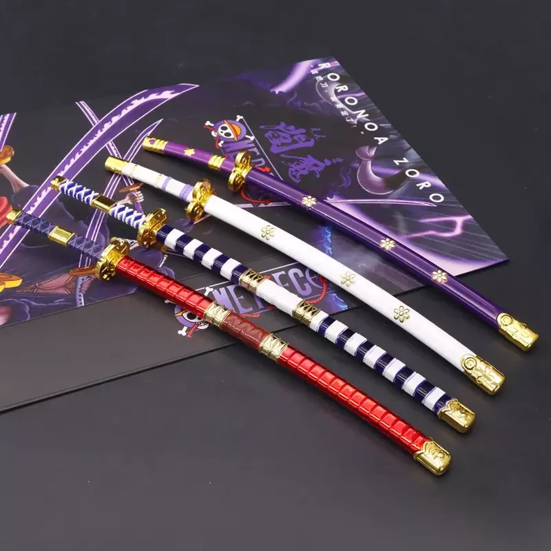 4pcs One Piece Weapon Model Roronoa Zoro Yama Game Keychain Katana Samurai Swords Butterfly Knife Toys for Boys Kids Gift Toys