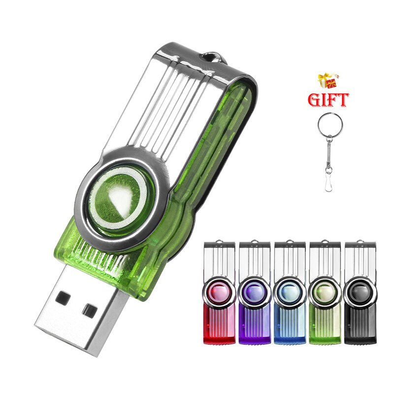 JASTER warna-warni dapat diputar USB Flash Drive 128GB Gratis gantungan kunci Pendrive 64GB perak klip memori Usb 32GB U Disk kecepatan tinggi 16GB