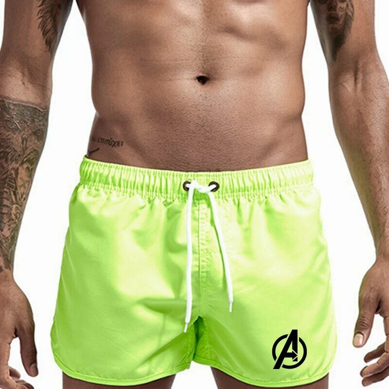Men's Beach Shorts Brand Print Sport Running Pants Shorts Swimwear Movement Quick Dry Surf Shorts Swimwear