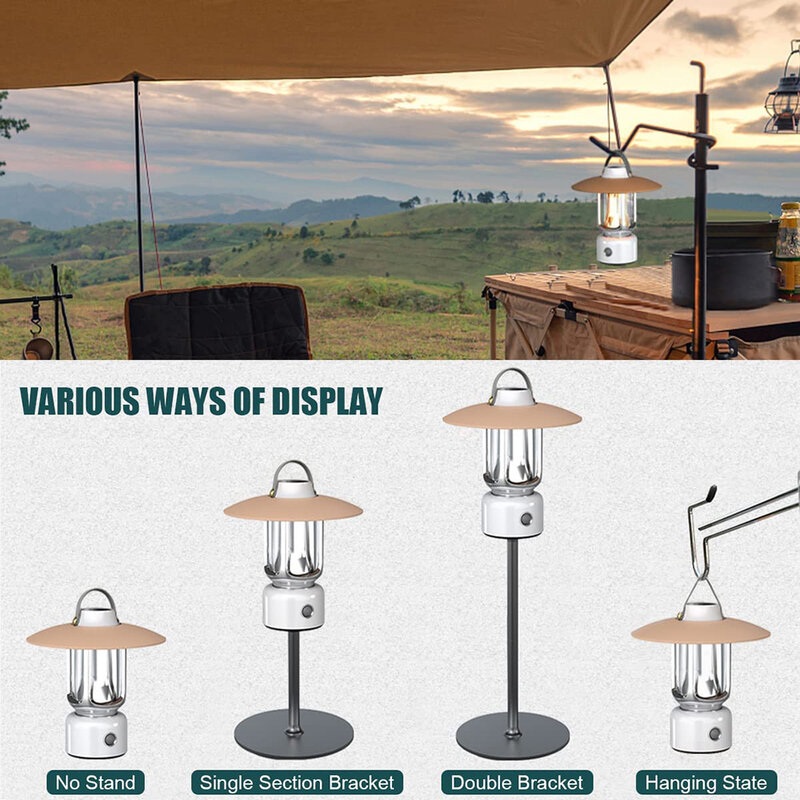 Vintage LED Camping Lanterns 5 Lighting Mini Camp Flashlight with Stand USB Rechagrgeable LED Retro Emergency Light Outdoor