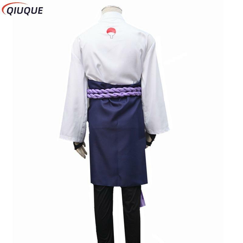 Disfraz de Uchiha Sasuke para adultos y niños, traje de Anime con peluca, ropa de cómic de Halloween
