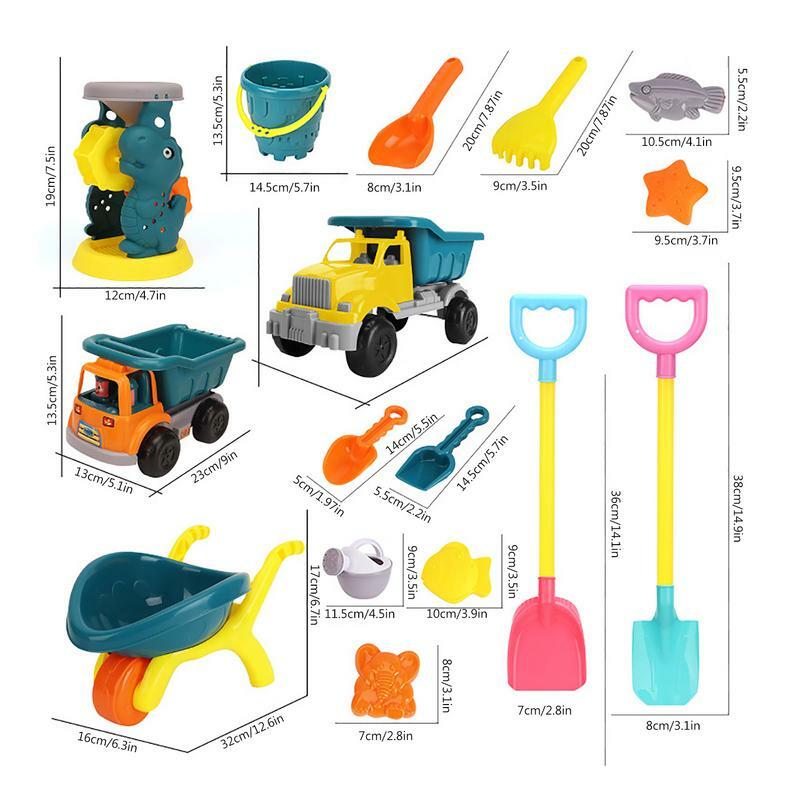 Conjunto de brinquedos de praia para crianças, brinquedos de areia com balde de praia, kit de ferramentas para pás