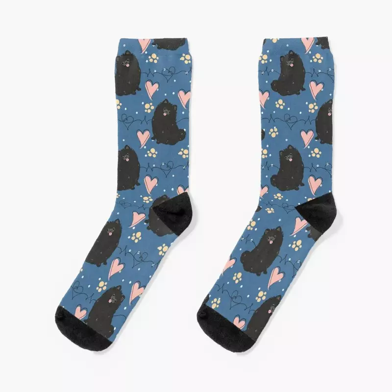 Черные померанские носки LOVE, цветочный подарок, женские носки для мужчин