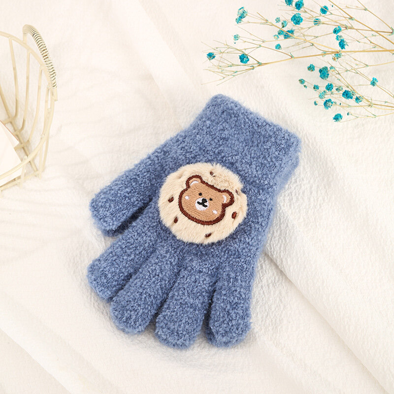 子供用ニット厚手の手袋、ぬいぐるみ、5本の指、色、屋外、暖かい、男の子、女の子、子供、冬、新しい