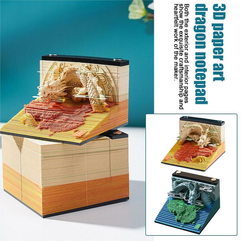 Dragon 3d Notepad 3d Art 2024 Weekly Calendar Memo Paper Carving Note Model 3d Sticky 3d Pad Blocks Gift Note K4Q7