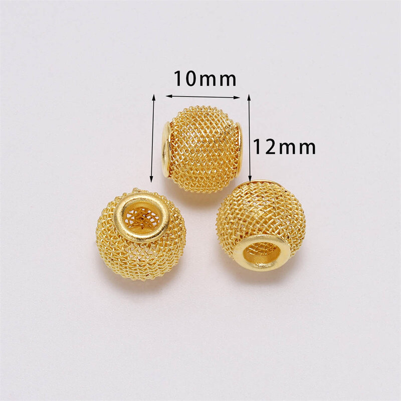 10Pcs Jewelry Making Hollow Large Hole Spacer Beads Necklace Crafts Mesh Loose Bead DIY Bracelet
