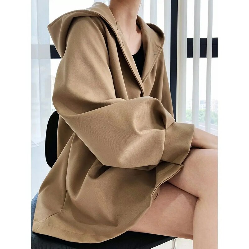 Spring and Autumn New Women's Windbreaker Jackets Loose Commuter Casual Short Women's Hooded Jackets