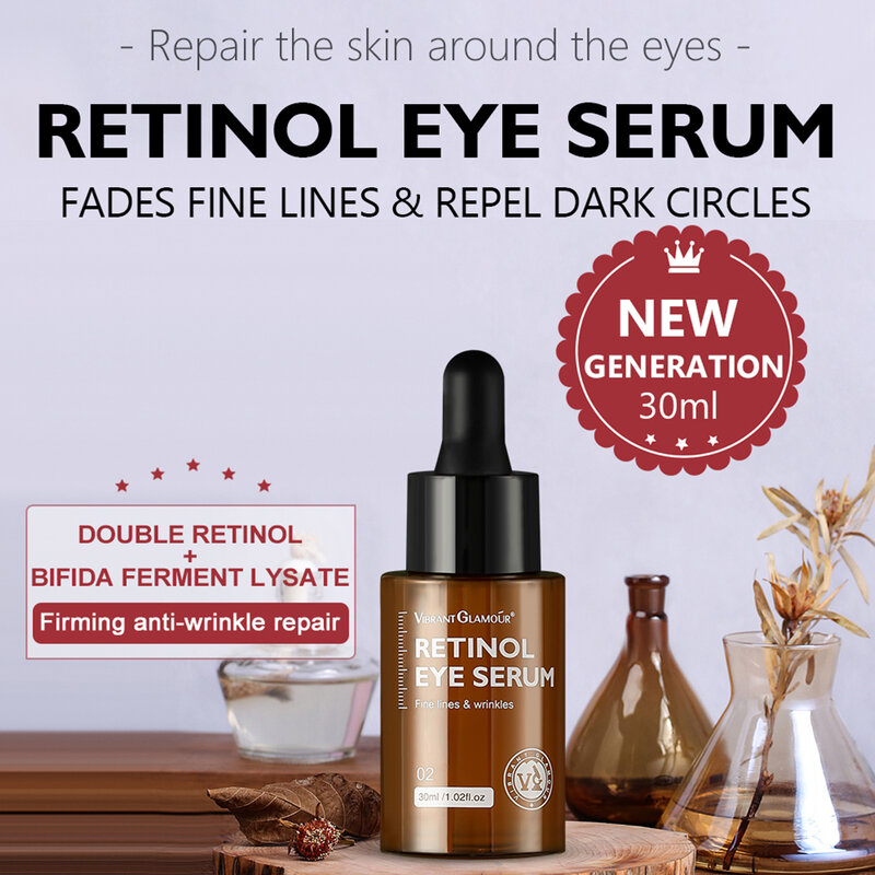 Retinol Eye Serum para círculos escuros, Lifting Firming, Essência, Fade Fine Lines, Hidratante, Iluminar Cuidados com a pele, Melhorar Eye Bags