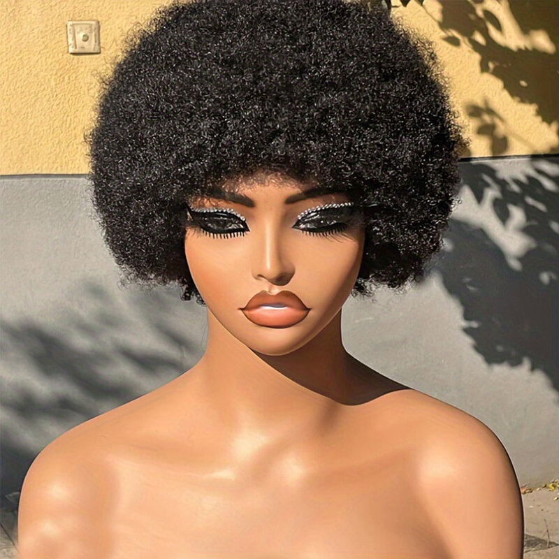 Parrucche brasiliane dei capelli umani dell'onda riccia Afro corta parrucca riccia crespa del soffio Afro per le donne parrucca piena della macchina di colore rosso marrone nero