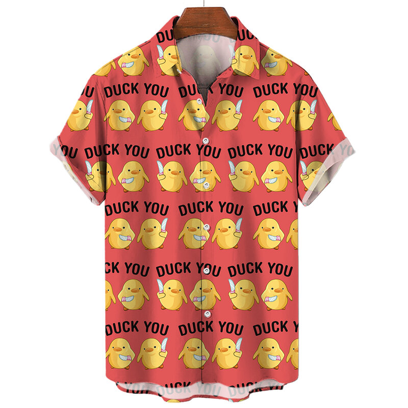 Camisa engraçada de grandes dimensões solta masculina, 3D animal pato estampa, tops de manga curta, roupas casuais, camiseta de verão, alta qualidade