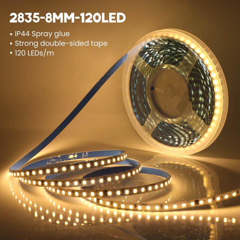 220V Strip LED 2835 120LEDs/m Super terang 10m 50m fleksibel rumah lampu LED pita tahan air putih hangat 4000K tidak perlu Daya