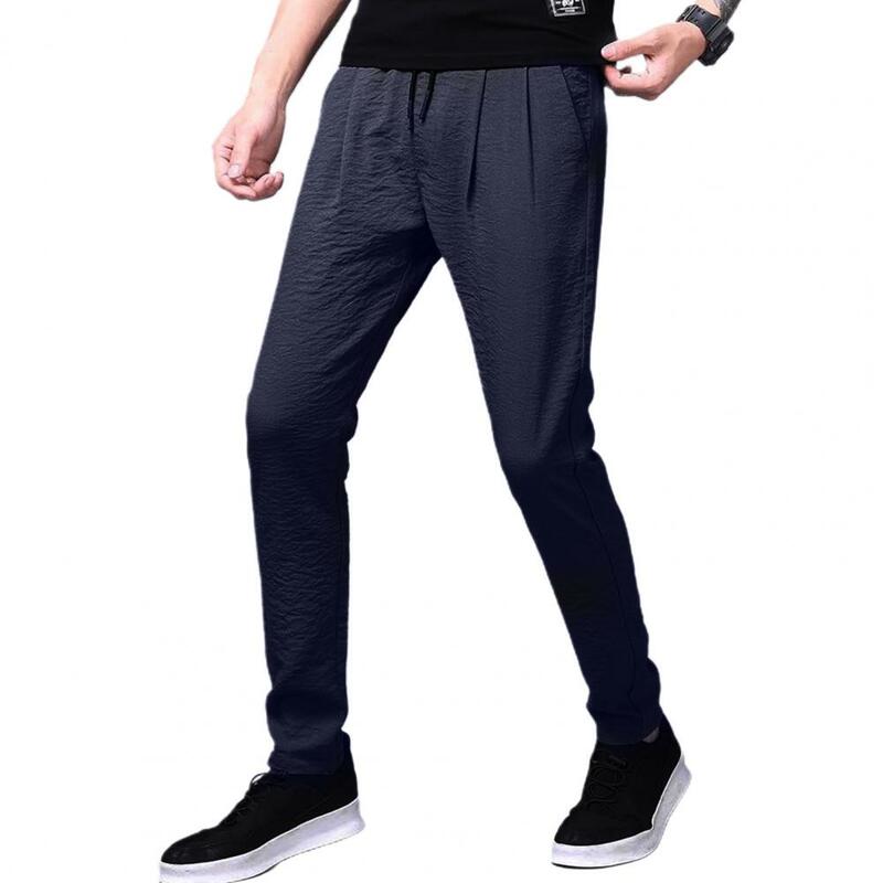 Jednokolorowe męskie Legging Trend luźne w stylu Casual, cienka sznurowane proste spodnie dresowe męskie sportowe sznurkiem Harem spodnie pantalones hombre