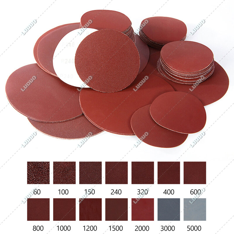 2 3 4 5 6 Polegada disco de lixa redonda abrasivo polonês placa almofada lixamento folha polimento kit grit discos de papel grit 60-5000