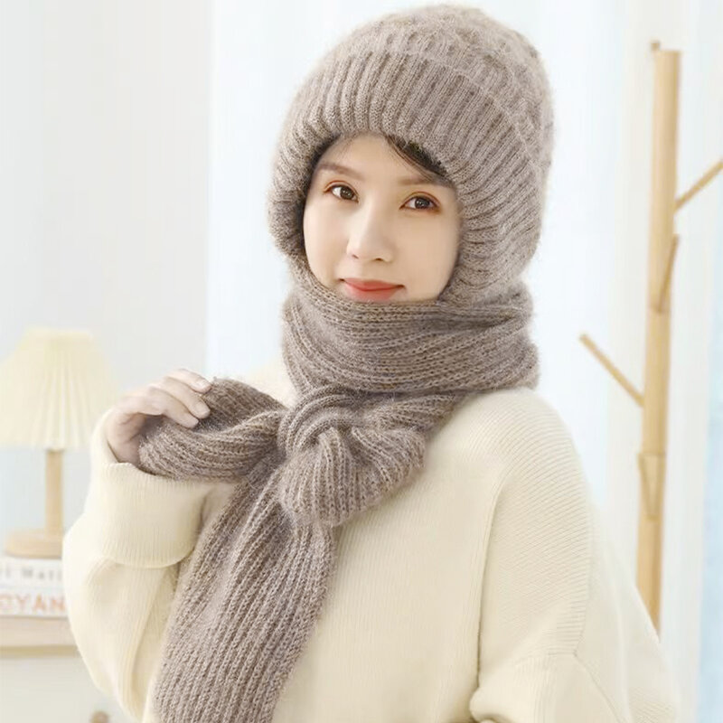 防風・暖かい冬の帽子-居心地の良いキャップスカーフ、耳の保護スカーフ、フード付きスカーフ、帽子