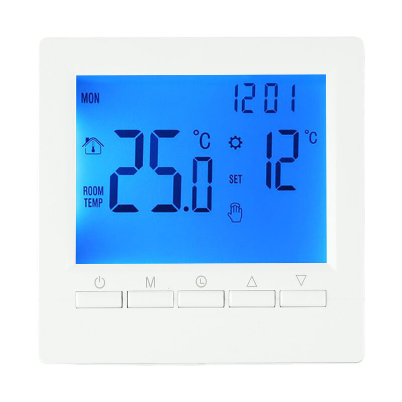 Termostato blanco para hogar, controlador de temperatura, calibración de temperatura, cerradura para niños, productos para el hogar, 1 unidad