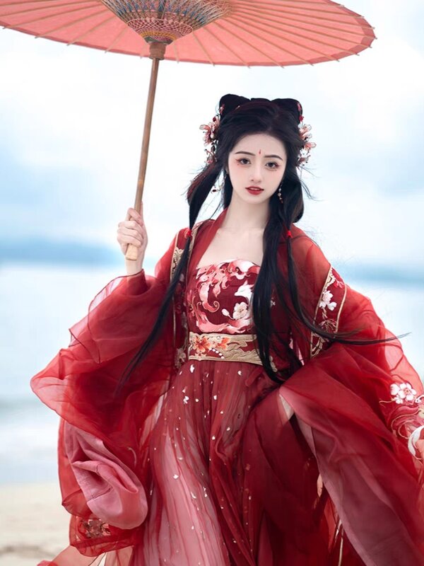 Китайская традиционная одежда династии Тан с машинной вышивкой, юбка-терминал, Женская юбка для весны и осени