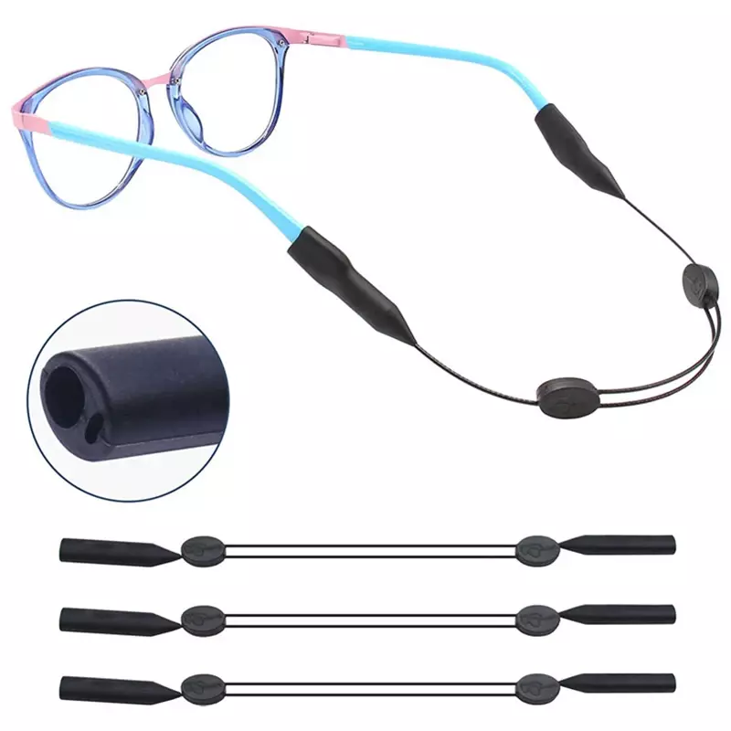 1-5 szt. Regulowane elastyczne silikonowe paski do okularów łańcuszek do okularów sportowe antypoślizgowe okulary sznurkowe opaska uchwyt na przewód koronka