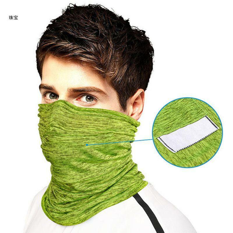 X5QE Unisex Nahtloser Bandana-Gesichtsmasken-Schal mit Filtertasche Einfarbig Outdoor-Radfahren Staubdichter