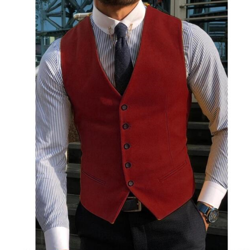 Männer Weste rot Neuankömmling klassische Baumwolle gemischt Slim Fit formelle Anzug Weste für Hochzeits feier Abschluss ball Anzug Westen