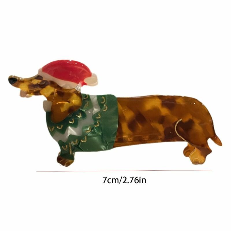 Dachshund Animal Dog Hair Claw Puppy Acetate Christmas Headwear Grab Clip Christmas Hat Hair Clip New Year Hairpin Female