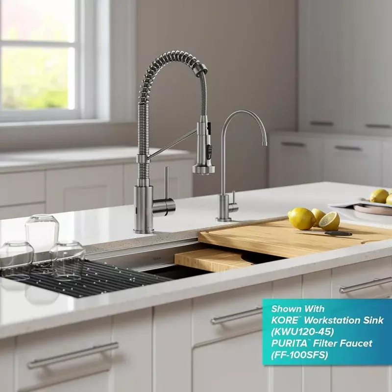 Kraus KSF-1610SFS Bolden Touchless Sensor Commercial Pull-Down Single Handle 18-Inch Kitchen Faucet, Spot Free Stainless Steel