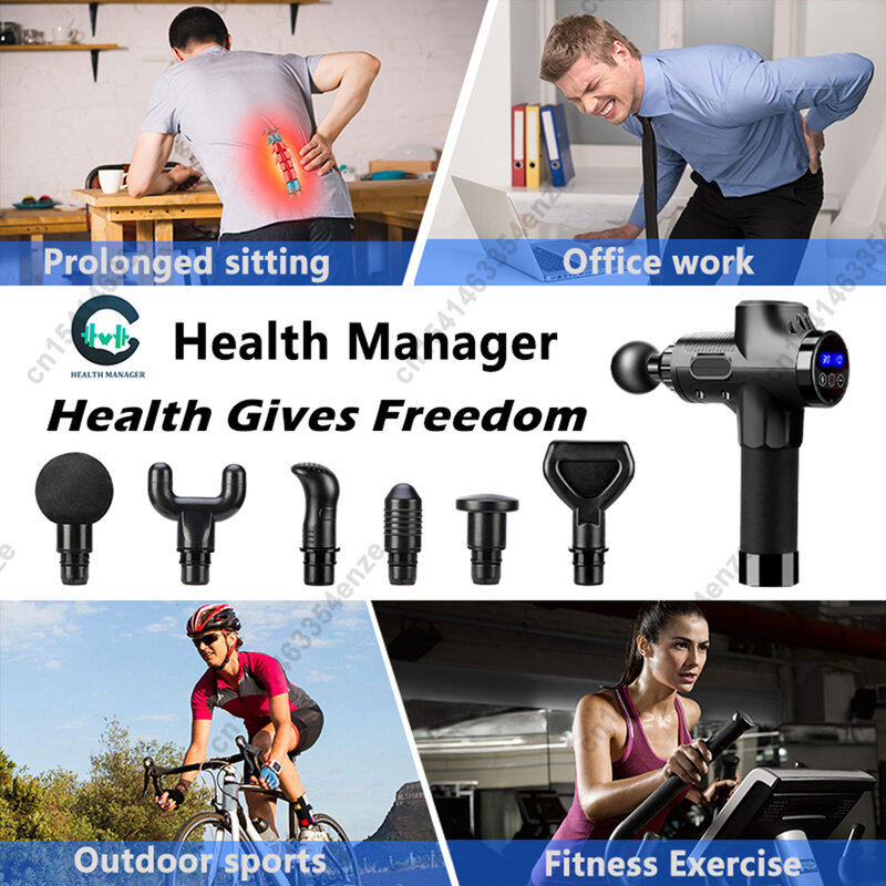 【Health Manager】LCD Display Massage Gun 99 Levels Massager Muscle Pain Body Neck Massage Exercising Relaxation Pain Relief