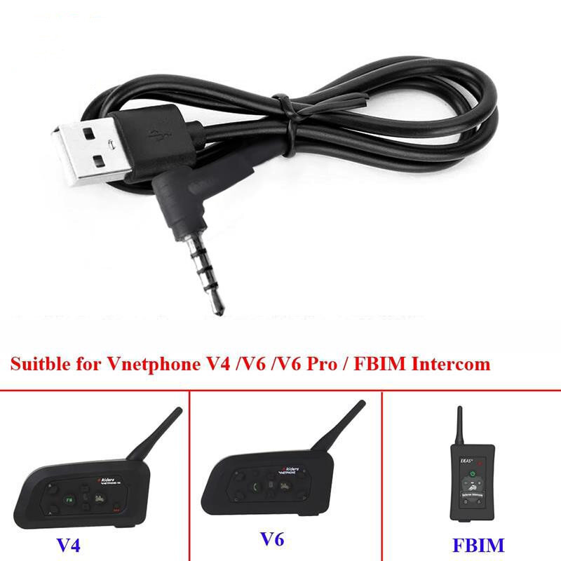 Hełmofonu akcesoria kabel do ładowania USB dla EJEAS Vnetphone V6 V4 V4C V6C V6 Pro FBIM interkom w kasku motocyklowym hełmofonu zestaw słuchawkowy