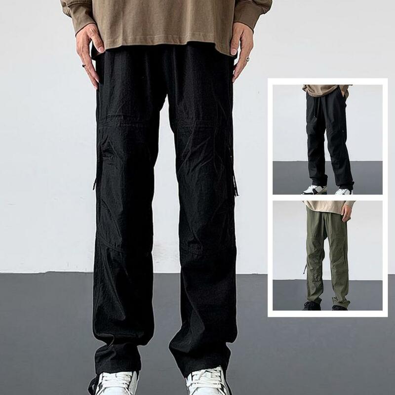 Straight Leg Pants Waterproof Quick Dry Cargo Pants Breathable Elastic Waist Multi Pockets Ideal for Outdoor Camping